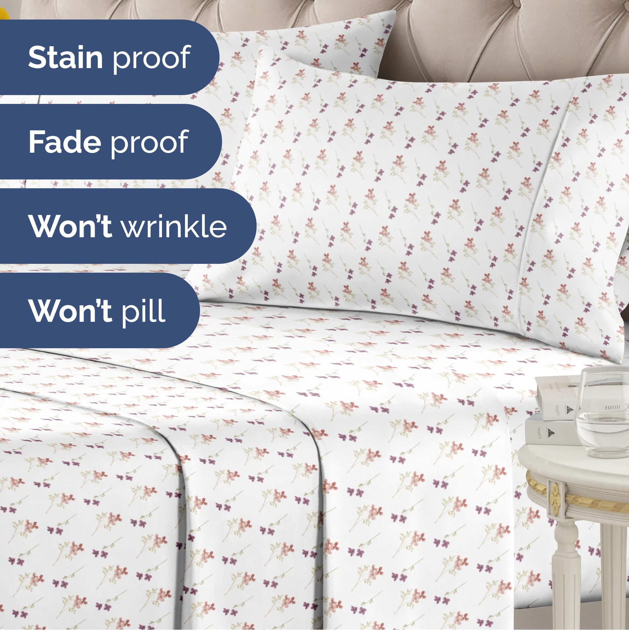 4 Piece Floral Sheet Set - Image 25