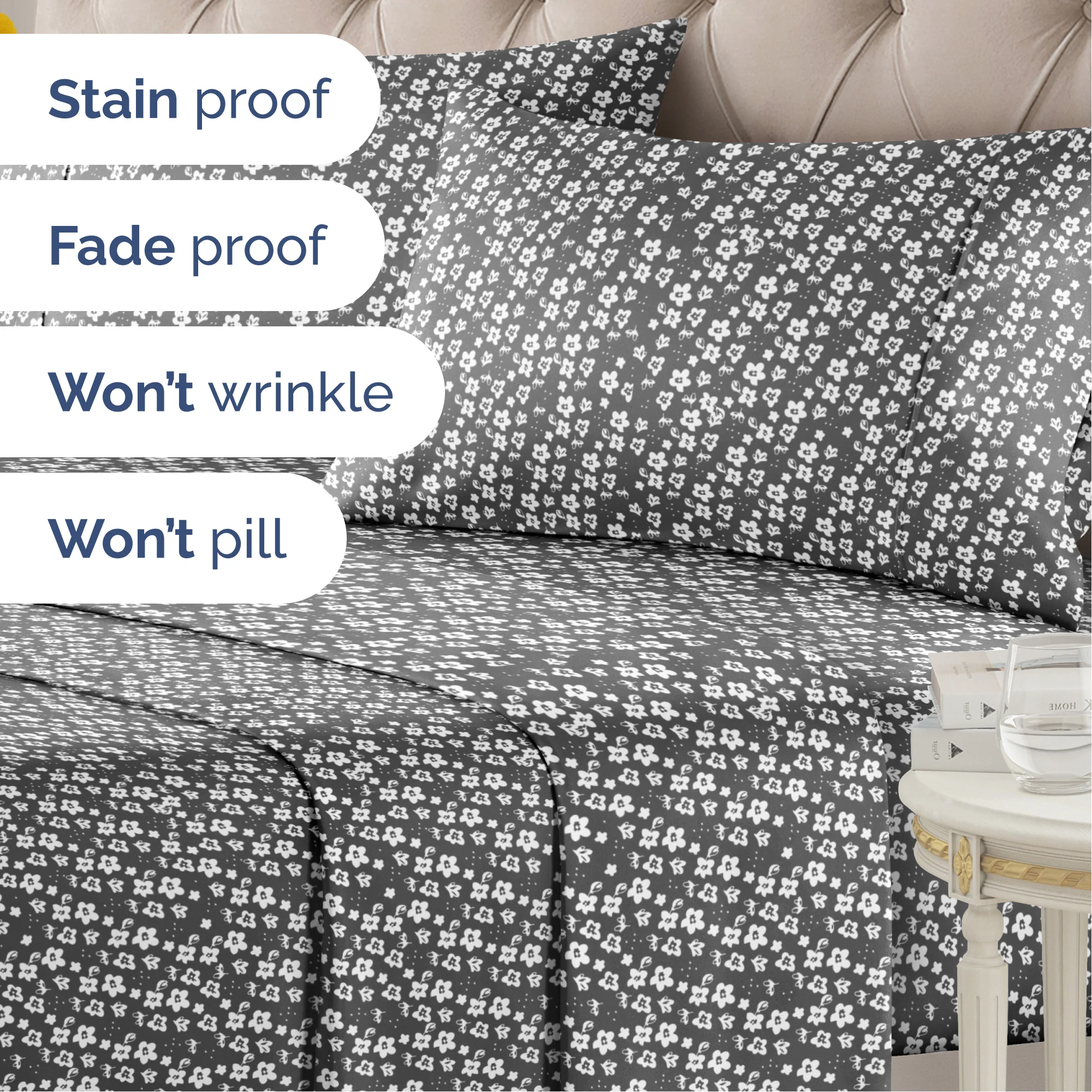 4 Piece Floral Sheet Set - Image 35