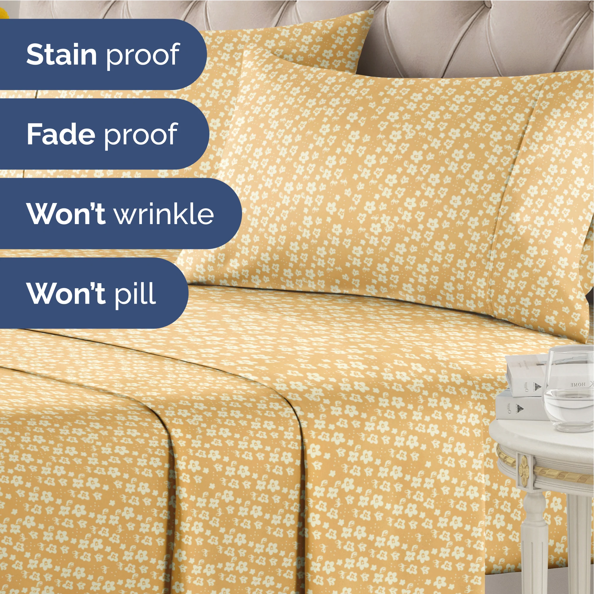 4 Piece Floral Sheet Set - Image 55