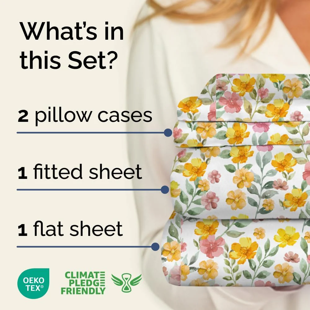 4 Piece Floral Sheet Set - Image 87