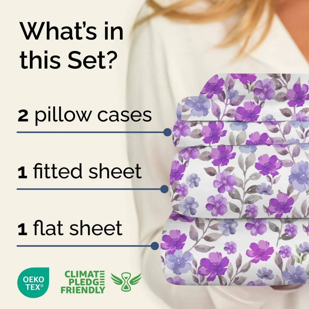 4 Piece Floral Sheet Set - Image 93