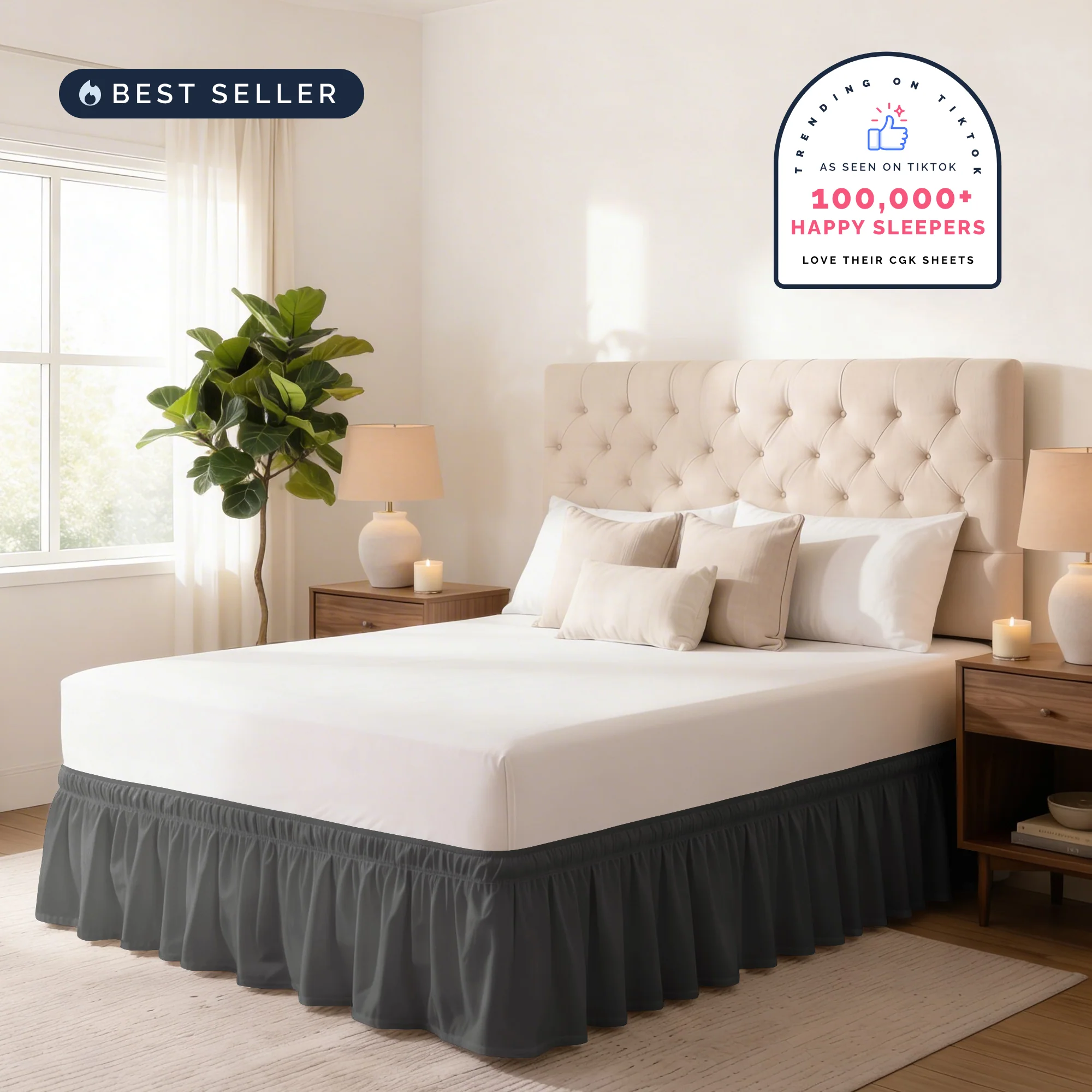 Ruffled Elastic Wrap Around Bedskirt 12 Inch Drop - Image 8